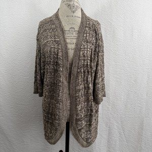 Liz & Me Cardigan Sweater Open Front  Knit SZ 2X Rounded hem 3/4" sleeves